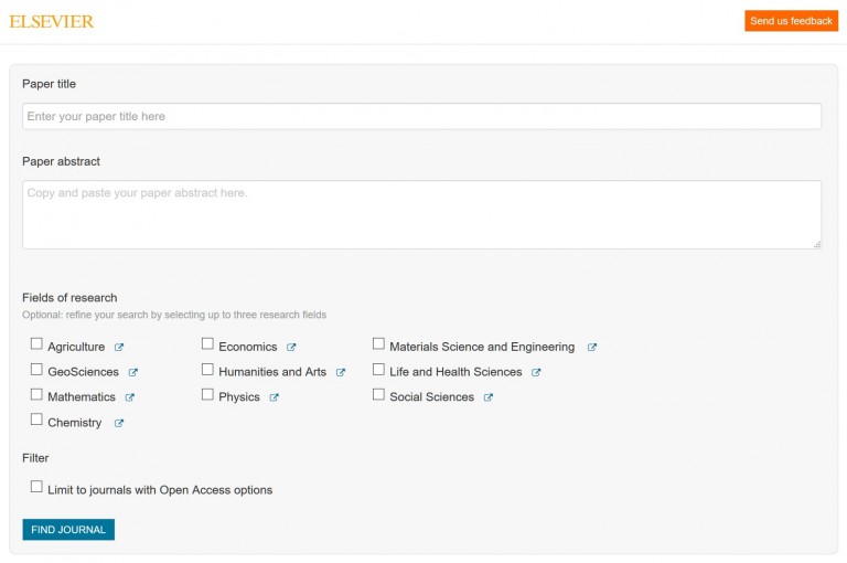 Elsevier Journal Finder How to Select an Appropriate Journal for