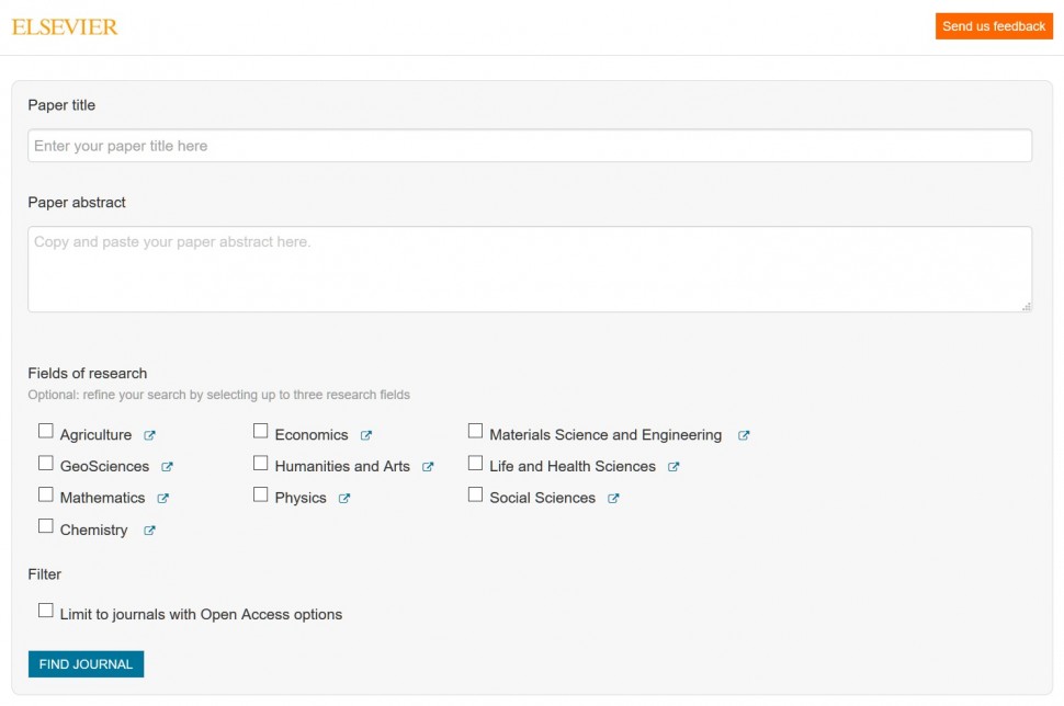 Elsevier Journal Finder How to Select an Appropriate Journal for
