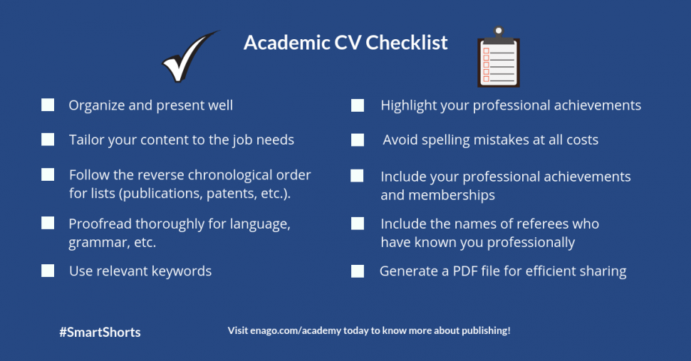 Cv Checklist.pdf Checklist - Drafting a Powerful Academic CV - Enago Academy