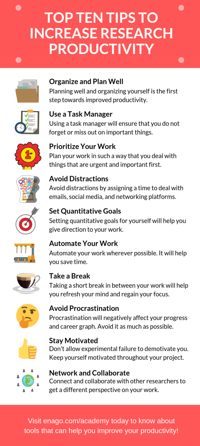 Top 10 Tips to Increase Research Productivity Enago Academy