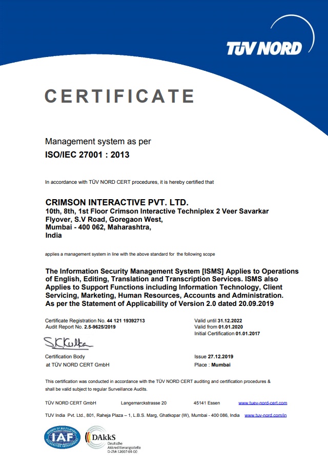 ISO-ITSM-001 Certification